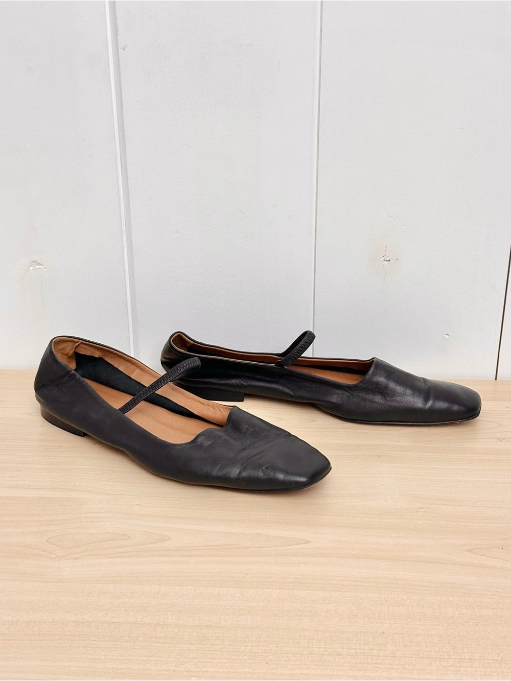 ATP Atelier Petina Black Nappa Mary Jane Flats Size 10